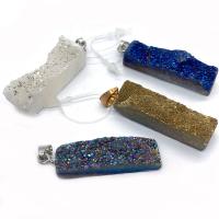 Quartz Gemstone Pendants, with Brass, Pendular Lochrose, silver color plated, DIY, more colors for choice, 10x31-10x34mm, Sold By PC