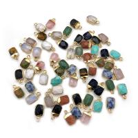 Gemstone Pendants Jewelry, with Brass, Rectangle, silver color plated, different materials for choice & faceted, more colors for choice, 8x15mm, Sold By PC