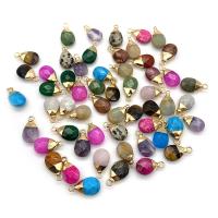 Gemstone Pendants Jewelry with Brass Teardrop gold color plated & faceted Sold By PC