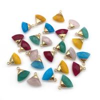 Farvet Marble Pendel, med Messing, Triangle, guldfarve belagt, facetteret, flere farver til valg, 17x18mm, Solgt af PC