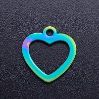 Stainless Steel Heart Pendants, 201 Stainless Steel, Vacuum Ion Plating, fashion jewelry & DIY & Unisex & different size for choice & different styles for choice, multi-colored, 5PCs/Bag, Sold By Bag