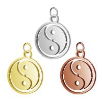 Stainless Steel Pendants, 201 Stainless Steel, Round, Vacuum Ion Plating, fashion jewelry & polished & DIY & Unisex, more colors for choice, 18x12mm, 5PCs/Bag, Sold By Bag