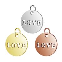 Stainless Steel Pendants, 201 Stainless Steel, Round, Vacuum Ion Plating, fashion jewelry & polished & DIY & Unisex, more colors for choice, 15x12mm, 5PCs/Bag, Sold By Bag