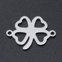 Nerezová ocel Connector, 201 Stainless Steel, Four Leaf Clover, módní šperky & leštěný & DIY & unisex, více barev na výběr, 19.50x14mm, 5PC/Bag, Prodáno By Bag