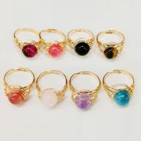 Natural Gemstone Finger Ring with Brass fashion jewelry & Unisex 35mm Sold By PC