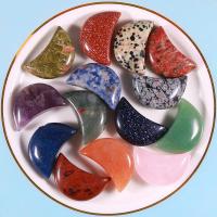 misto de pedras semi-preciosas enfeites de artesanato, Lua, feito à mão, joias de moda & materiais diferentes para a escolha, 30x20x10mm, vendido por PC