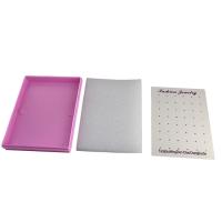 Earring Box, Plastic, with Sponge, Rectangle, dustproof & multihole & for woman, pink, 113x83x25mm, Sold By PC