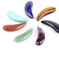 Gemstone Pendants Jewelry, Natural Stone, Moon, polished, for wire wrapped pendant making & DIY & different materials for choice & no hole, more colors for choice, 40x8mm, Sold By PC