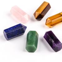 Gemstone Pendants Jewelry, Natural Stone, Hexagon Bugles, polished, for wire wrapped pendant making & DIY & different materials for choice & no hole, more colors for choice, 37x15mm, Sold By PC