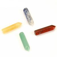 Gemstone Pendants Jewelry, Natural Stone, Hexagon Bugles, polished, DIY & different materials for choice & no hole, more colors for choice, 45x10mm, Sold By PC