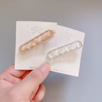 Alligator Hair Clip Zinc Alloy with Cats Eye plated for woman & with rhinestone & hollow 63mm Sold By PC