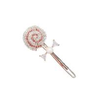 Hair Clip, Tibetan Style, with Plastic Pearl, Lollipop, gold color plated, for woman & with rhinestone, more colors for choice, 65mm, Sold By PC