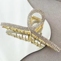 Hair Claw Clips Zinc Alloy with Rhinestone & Plastic Pearl gold color plated & for woman & with rhinestone 112mm Sold By PC