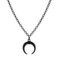 Tibetan Style Jewelry Necklace, with 2.36 inch extender chain, Moon, gun black plated, Unisex, Length:Approx 12.79 Inch, Sold By PC