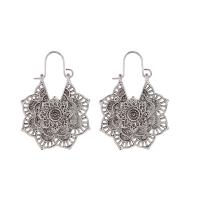 Zinc Alloy Drop Earrings Flower plated for woman & hollow Sold By Pair