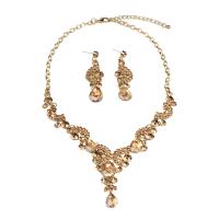 Crystal Jewelry Sets earring & necklace Zinc Alloy with Crystal gold color plated 2 pieces & for woman & with rhinestone 50mm Sold By Set