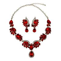 Crystal Jewelry Sets earring & necklace Zinc Alloy with Crystal with 3.14 inch extender chain platinum color plated 2 pieces & for woman & with rhinestone Length Approx 16.53 Inch Sold By Set