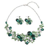 Crystal Jewelry Sets Zinc Alloy with Crystal platinum color plated 2 pieces & for woman & with rhinestone 45mm Sold By Set