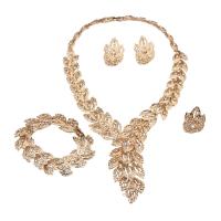 Crystal Jewelry Sets Stud Earring & finger ring & bracelet & necklace Zinc Alloy with Crystal with 2.75 inch extender chain gold color plated 2 pieces & for woman 45cm 21cm 3.5cm Length Approx 17.71 Inch Sold By Set