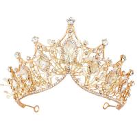 Bridal Tiaras Zinc Alloy with Crystal Crown gold color plated & for woman & with rhinestone Sold By PC