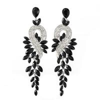 Rhinestone Earring Zinc Alloy platinum color plated for woman & with rhinestone 90mm Sold By Pair