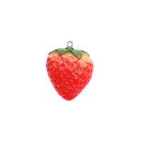 Pendentif en résine, fraise, dessiné à la main, DIY & normes différentes pour le choix, rouge, Vendu par PC