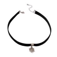 Collar Necklace, Tibetan Style, with Cloth, plated, Unisex & Christmas jewelry, black, Length:43.3 cm, Sold By PC