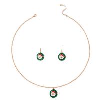 Tibetan Style Jewelry Sets, earring & necklace, Tibetan Style earring hook, Unisex & Christmas jewelry & enamel, golden, 42x21mm, Length:Approx 61 cm, Sold By Set