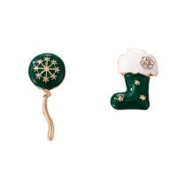 Christmas Earrings Zinc Alloy zinc alloy post pin Christmas jewelry & for woman & enamel & with rhinestone mixed colors Sold By Pair