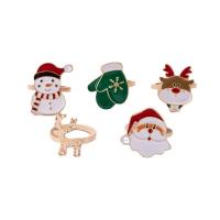 Weihnachten Finger Ring, Zinklegierung, Weihnachtsschmuck & für Frau & Emaille, gemischte Farben, 6PCs/setzen, verkauft von setzen