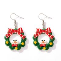 Christmas Earrings, Resin, with Tibetan Style, Tibetan Style earring hook, Christmas jewelry & for woman, mixed colors, Sold By Pair