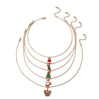 Christmas Necklaces, Tibetan Style, Unisex & Christmas jewelry & enamel, mixed colors, 5PCs/Set, Sold By Set