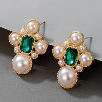 Zinc Alloy Stud Earring with Crystal & Plastic Pearl zinc alloy post pin plated for woman mixed colors 15-60mm Sold By Pair