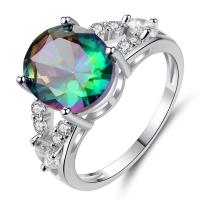 Cubic Zirconia Micro Pave Brass Ring plated micro pave cubic zirconia & for woman mixed colors Sold By PC