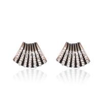 Tibetan Style Stud Earring, plated, for woman & with rhinestone, mixed colors, 15x20mm, Sold By Pair
