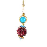 Natural Gemstone Earrings, Garnet, with Tibetan Style, Tibetan Style earring hook, for woman, mixed colors, 52x11.20mm, Sold By Pair