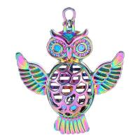 Tibetan Style Hollow Pendants, Owl, plated, mixed colors, 44x37mm, Sold By PC