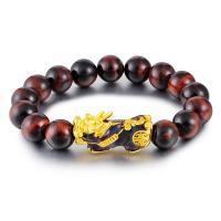 Natural Tiger Eye Bracelets with Zinc Alloy handmade for man mixed colors Length 25 cm Sold By PC