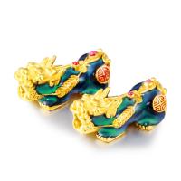Χάντρες κοσμήματα Brass, Ορείχαλκος, Fabulous Άγρια Beast, επιχρυσωμένο, διάθεση σμάλτο, μικτά χρώματα, 28x10x14mm, Sold Με PC