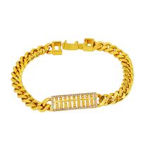 Bracelets en laiton, Placage, pour femme & avec strass, doré, 9mm, Longueur 20.8 cm, Vendu par PC