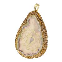 Agate Jewelry Pendants, Brass, with Agate, gold color plated, fashion jewelry & DIY & with rhinestone, 42x66x5mm, Hole:Approx 5mm, 5PCs/Lot, Sold By Lot
