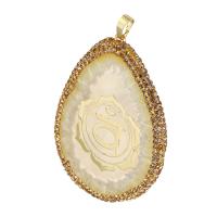 Agate Jewelry Pendants, Brass, with Agate, gold color plated, fashion jewelry & DIY & with rhinestone, 46x64x5mm, Hole:Approx 5mm, 5PCs/Lot, Sold By Lot