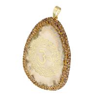 Bijoux pendentifs agate, laiton, avec Agate, Placage de couleur d'or, bijoux de mode & DIY & avec strass, 42x60x6mm, Trou:Environ 5mm, 5PC/lot, Vendu par lot