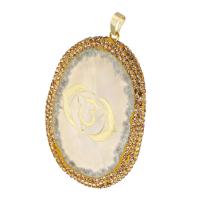 Agate Jewelry Pendants, Brass, with Agate, gold color plated, fashion jewelry & DIY & with rhinestone, 47x66x4mm, Hole:Approx 5mm, 5PCs/Lot, Sold By Lot