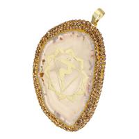 Agate Jewelry Pendants, Brass, with Agate, gold color plated, fashion jewelry & DIY & with rhinestone, 45x63x5mm, Hole:Approx 5mm, 5PCs/Lot, Sold By Lot