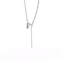 Collar de acero inoxidable de la joyería, aleación de zinc, con Perlas plásticas, con 1.96inch extender cadena, chapado en color de plata, para mujer, longitud:aproximado 15.7 Inch, Vendido por UD