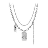 Multi Layer Necklace 314 Stainless Steel Rectangle Double Layer & fashion jewelry & Unisex & with letter pattern Length Approx 16.9 Inch Approx 18.1 Inch Sold By PC