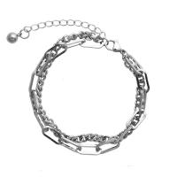 Bijoux bracelet en acier inoxydable, avec 1.96inch chaînes de rallonge, Double couche & bijoux de mode & unisexe, couleur originale, Longueur:Environ 6.7 pouce, Vendu par PC
