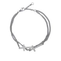 Stainless Steel Jewelry Bracelet, 314 Stainless Steel, with 1.96inch extender chain, Cross, Double Layer & fashion jewelry & Unisex, original color, 25mm, Length:Approx 5.9 Inch, Sold By PC