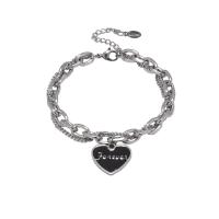 Stainless Steel Jewelry Bracelet 314 Stainless Steel with 1.96inch extender chain Heart Double Layer & fashion jewelry & Unisex & enamel original color Length Approx 7.4 Inch Sold By PC